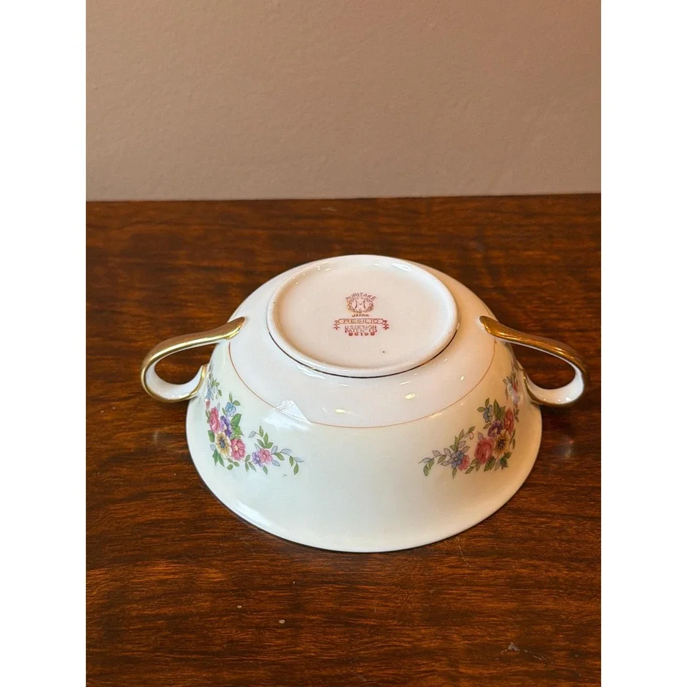 Antique Noritake Cream Soup Bowl and Saucer, Resilio Pattern, 1920s